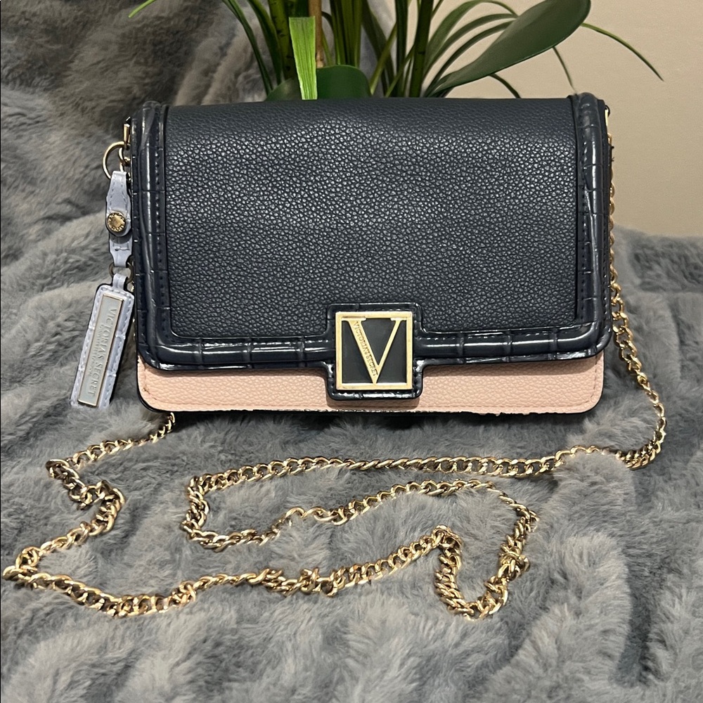 Victoria's Secret Blue and Pink Crossbody Bag EUC
